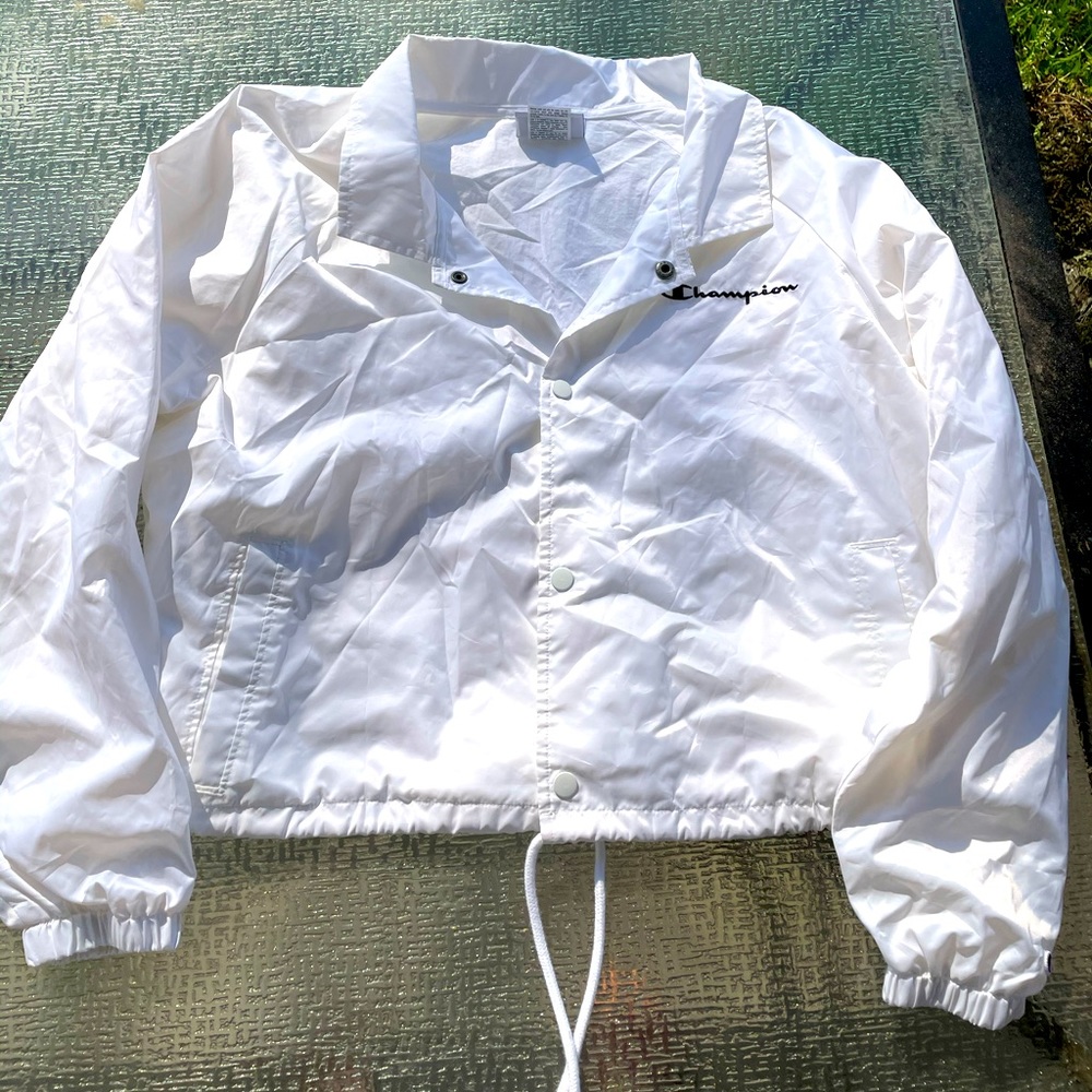champion windbreaker white cropped